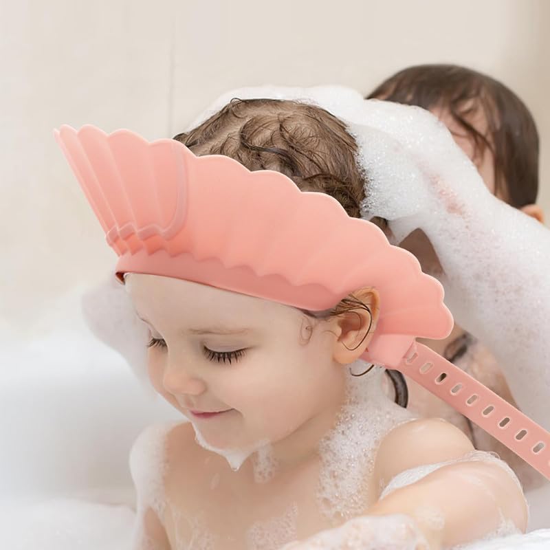 Miniatura 2 de Gorro de ducha para bebé, gorro de baño rosa, protección de silicona segura, suave y ajustable para protector de cabeza, ojos y orejas