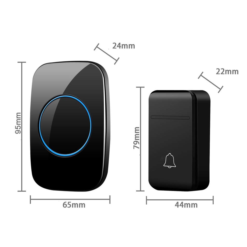 Campanello wireless con 38 suonerie, IP44, impermeabile, 3 livelli di volume, 6 trasmettitori a pulsante, 1 ricevitore plugin (bianco)