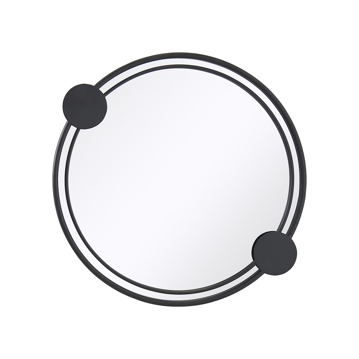 CHARLES BENTLEY Miroir Rond Mural Warsaw, décor Jardin, Cadre Noir, résistant météo, Verre 4mm incassable, Fer et Aluminium, 1 Point de Suspension (65x58cm)