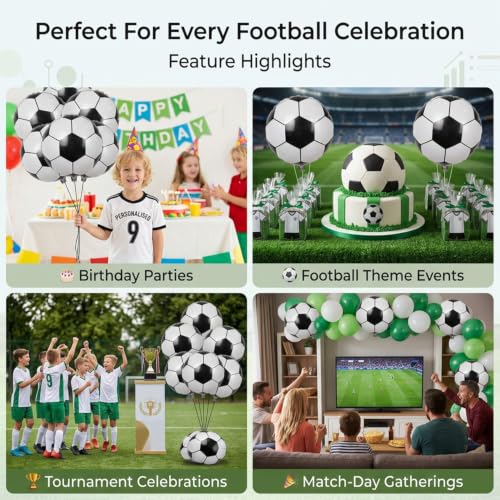 Image of Atpata Funky Football Theme Foil Balloons - 18 Inch Round Football Shape Foil Balloons for Kids Sports Themed Birthday Party Decor and Goal theme Celebrations (2pcs. Football)