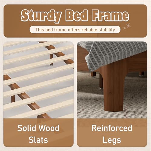 Image of Bellemave King Size Bamboo Bed Frame with Headboard,Warm Brown