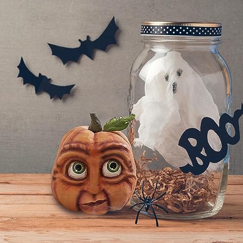 Halloween Pumpkins Creepy Pumpkin Figurines Resin Decoration, Lifelike Resin Expressive Pumpkin Face Decoration, Halloween Pumpkin Resin Decoration
