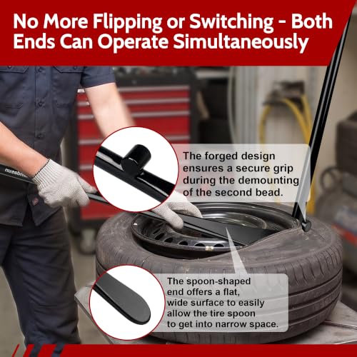 Image of 2 PCS Tire Bar Iron, 38In Tire Spoons, Tire Mount and Demount Iron, Black