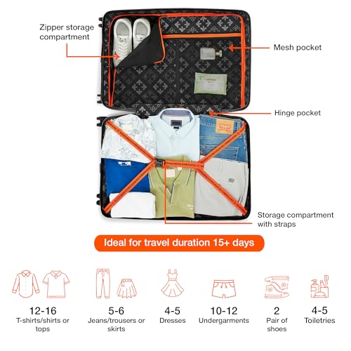Image of Nasher Miles Paris Hard-Sided Polypropylene Check-in 8 Spinner Wheel Luggage Black 28 Inch |75Cm Trolley Bag