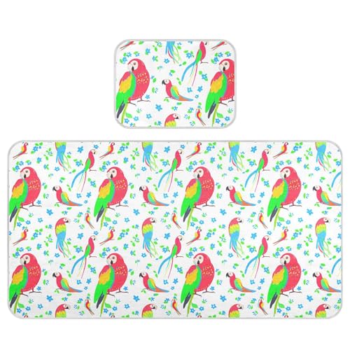 Takiito Cartoon Parrots Baby Cooling Mattress Pad, Soft & Breathable Cooling Mat Keep Baby Cool in Summer 28x52 in, Nursery Essential