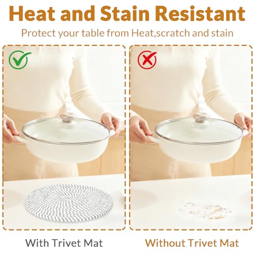 6Pcs Trivets for Hot Dishes - Hot Pads Cotton Rope Pot Holders for Kitchen Gray Pan Protectors for Stacking 10 Inch — view 4