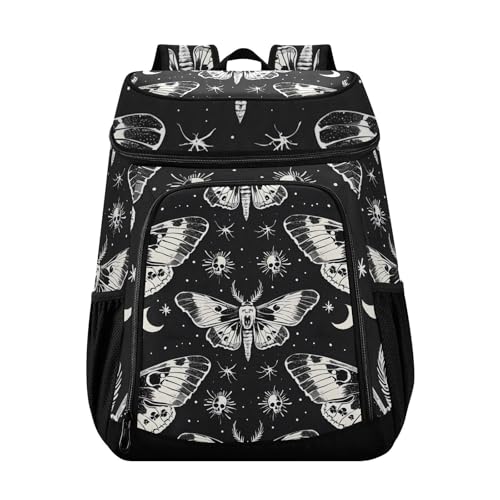Skull Moon Moth Black Cooler Backpack Cooler Insulated Leak Proof Lunch Backpack 36 Cans Waterproof Soft for Men Women Picnic Hiking Camping Beach