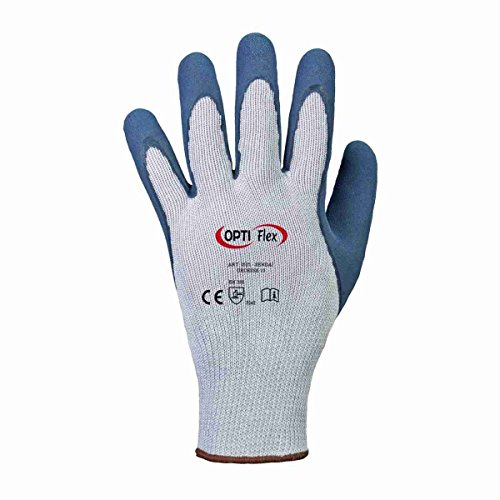 Preisvergleich Produktbild 12 Paar Handschuhe Opti Flex *Sendai* Latexschaum / gesandet