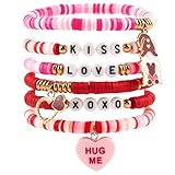OHOME Valentines Day Outfit Women - 6 Pack Bracelets for Her | Valentines Day Gifts for Her Kids Girls - Valentines Shirts Dress Pajamas | Galentines Decorations Decor Party Supplies