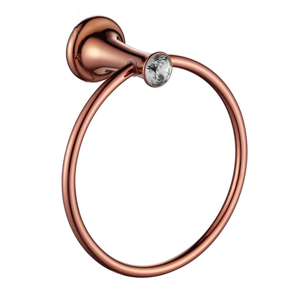 LCANALLYMS Wall hooks, Coat Hook Bathroom Hooks Rose Gold Brass Hardware Sets Towel Rack Bath Toilet Toothbrush Holder Paper Robe Accessories,A(Towel Ring)