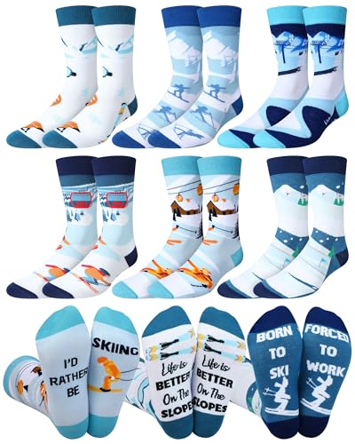 Maiteenly Funny Ski Crew Socks 6 Pairs