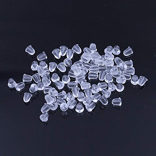 LAAT 100Pcs Fermoirs de Boucles d'oreilles Fermoirs De Securité Pour Conclusions Oreille-Clair Souple Boucle Arrière Bouchon Cover