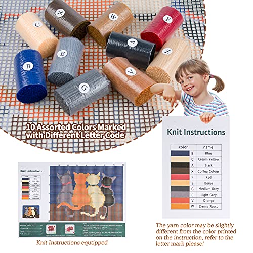EsLuker.ly Latch Hook Rug Kit DIY Crochet Carpet for Adults Kids Beginners Cats Patterns Pre-Printed Canvas Yarn Rug Hooking Kits - Image 3