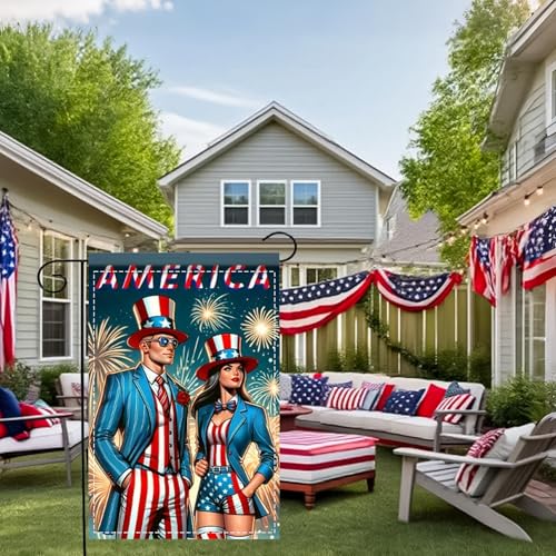 Image of Nuxovilar Veterans Day Fireworks Flag 12x18 Polyester
