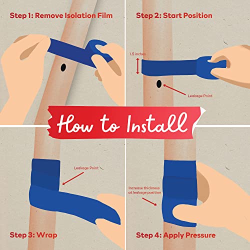 Xfasten Self Fusing Silicone Tape Blue 1" X 36-Foot, Silicone Tape For Plumbing, Leak Seal Tape Waterproof, Silicone Grip Tape, Rubber Tape Thick For Pipe, Hose Repair Tape, Stop Leak Tape #TOP5