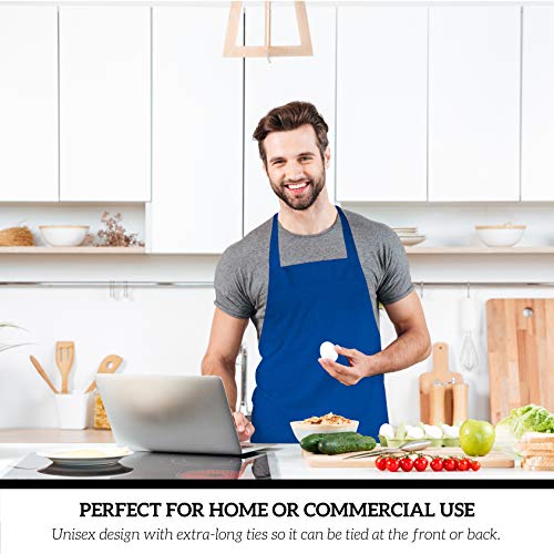 Image of GREEN LIFESTYLE 12 Pack Professional Chef Apron - Grilling Aprons for Men, Waterproof Cooking Apron for BBQ, Work or Restaurant Use, Kitchen Aprons for Women - Royal Blue, No Pockets