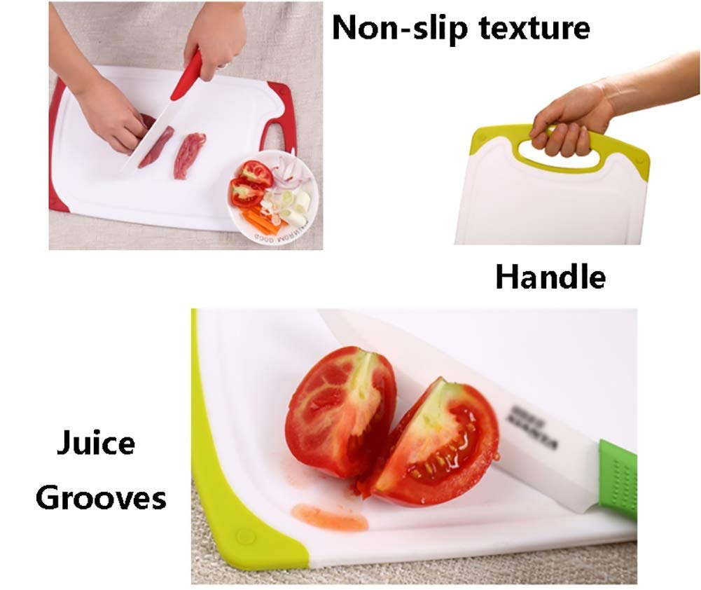 Panneau de découpage de cuisine de cuisine de cuisine avec des rainures de jus de fruits de jus, un coffre-fort de lave-vaisselle en plastique portable, une carte de supplément pour bébé Plaque de cou