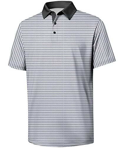 Lldress Mens Polo Shirts Short Sleeve Casual Summer Golf Moisture Wicking Printed T-Shirt, White Wave Xl #TOP21