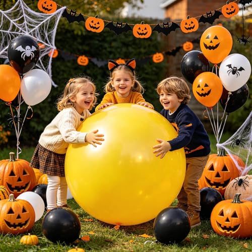 Image of 5Pcs Yellow Big Balloons 36 Inch, Round Large Latex Party Balloons for Birthday Wedding Decorations