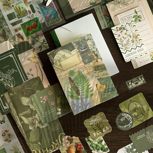 Image of Vintage Aesthetic Paper Scrapbook Kit(346Pcs) Scrapbooking Supplies Kit With Bullet Junk Journal,Stationery,A6 Grid Notebook Journaling Gift For Girl ,Multicolor