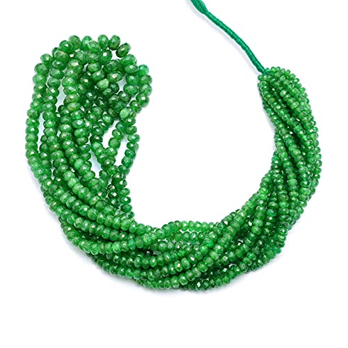 Piedras preciosas de tsavorita natural de 3 mm a 6 mm Rondelle Facetas Abalorios | Granos sueltos de piedras preciosas preciosas granate tsavorita verde para joyería | Hebra de 16 pulgadas