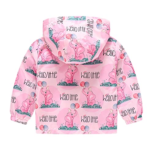 Windbreaker Jacket for Toddler Girls Outdoor Hiking Lightweight Hooded Coat Kids Zip Up Cute Print Outerwear2