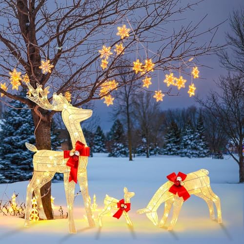 SOARS 3-teilige LED Rentier Familie, Weihnachtsdeko mit 230...
