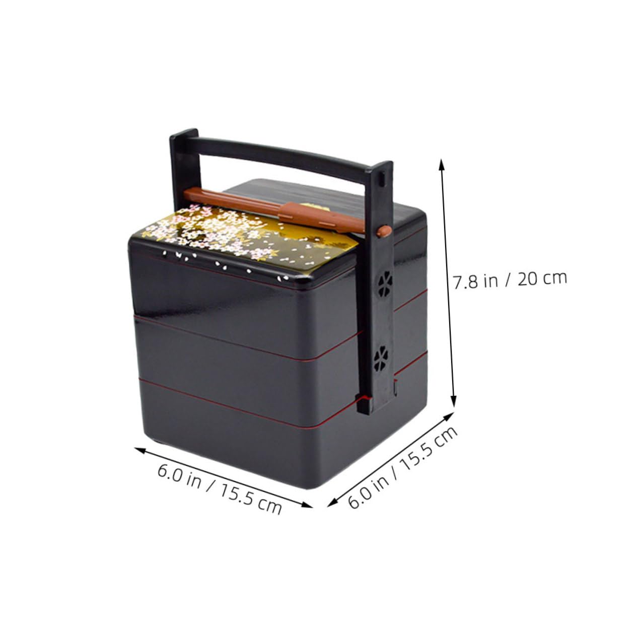 Contenitore Sushi Portatile Tre Strati in Stile Giapponese Scatola Bento per Pranzo all Aperto Porta Cibo Compatto per Picnic Scuola e Lavoro Design Elegante Nero-rosso Facile da