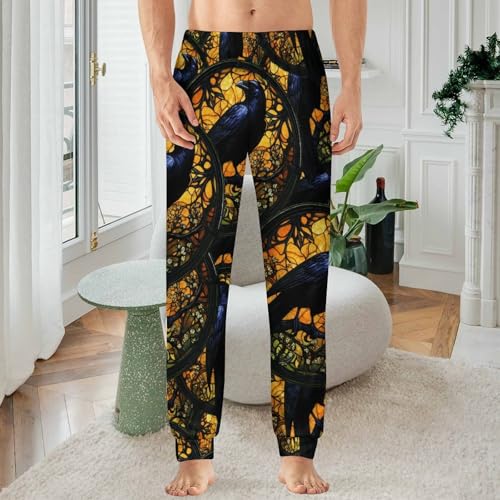 Crow Glass Window Men's Pajama Bottoms Sleep Lounge Soft Comfy Pants Sleepwear2