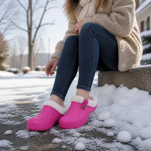 Image of Beslip Fur Lined Clogs for Women & Men Fuzzy Slippers with Memory Foam