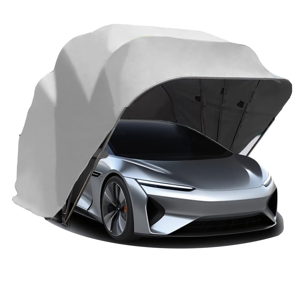 Carport Abri Voiture, Garage Pliant Mobile Semi - Automatique, Folding Mobile Voiture Exterieur, Verrouillable, Durable, Tente De Auvent D'auto (Gris 5.5 x 2.5 x 2.3 m)