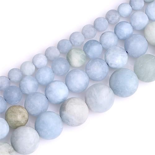 Miniatura 5 de JOE FOREMAN Cuentas esmeriladas mate de aguamarina azul de 0.472 in para hacer joyas, piedras preciosas naturales semipreciosas, redondas de 15
