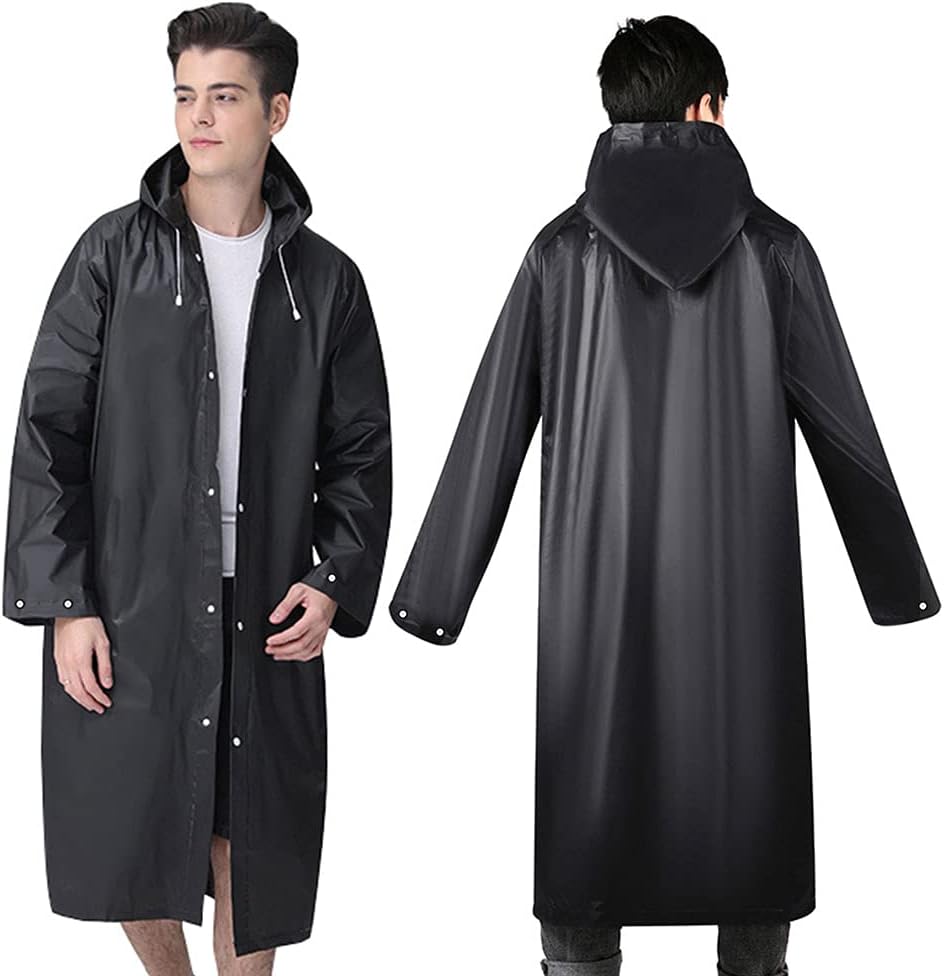 2 Pack Raincoat Portable Ponchos, Waterproof EVA Reusable Rain Jacket for Men and Women, Durable Rain Coats Long Sleeve Rain Poncho for Outdoor Activities