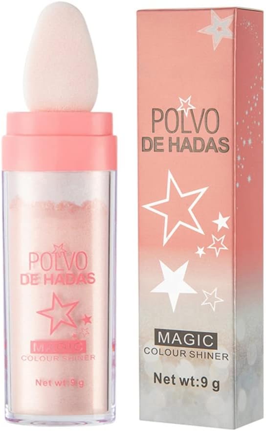 Highlighter Powder Stick, Polvo De Hadas Glitter Patting Powder Fairy Highlight Powder Smooth Waterproof Three-Dimensional Shimmer, Sparkly Natural Patting Powder for Face Body Eyes Collarbones Glow