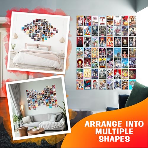 Image of CodersParadise Aesthetic 54 Pcs Mix Anime Wall Collage Kit Posters - 4 x 6 Inches Self Adhesive Posters - Multicolor
