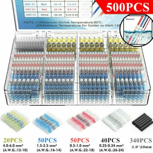 Conectores de cable de 500 piezas terminales termorretráctiles estancos para cableado de motor 2