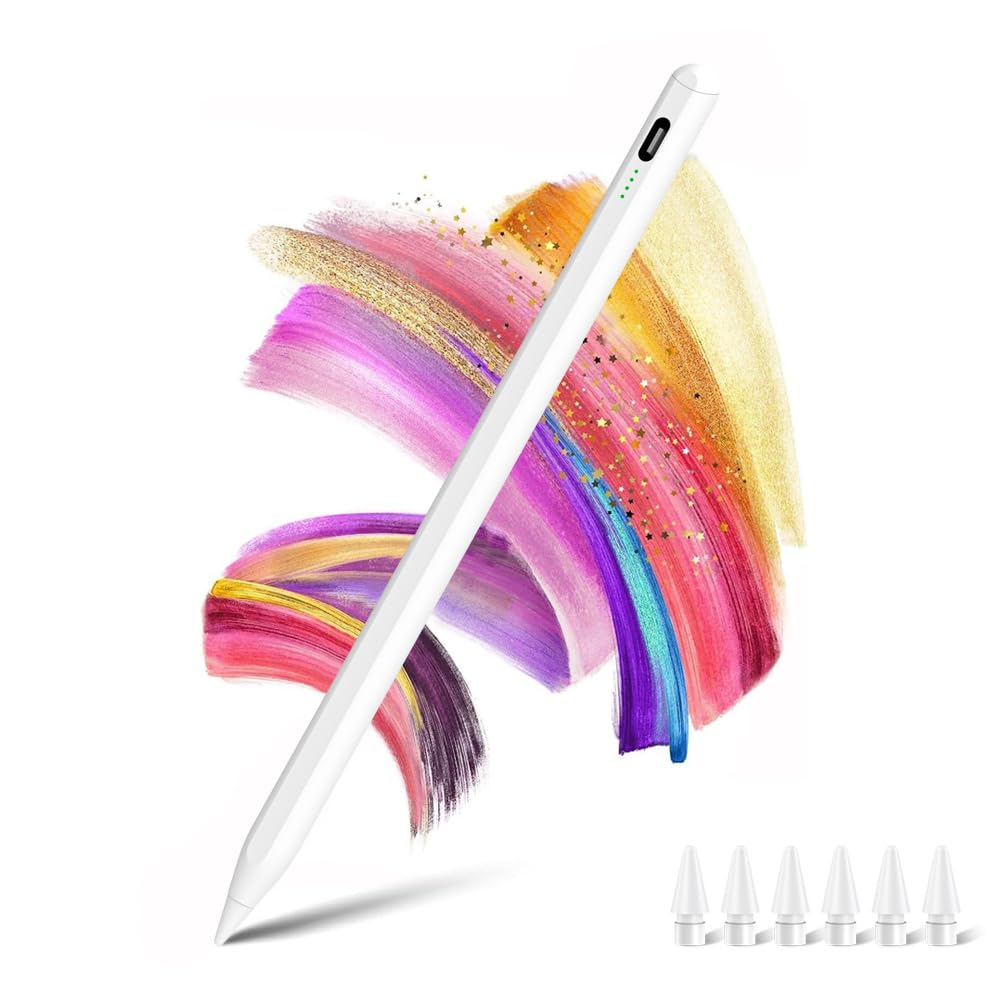 Stylus Pen for iPad 2018-2025 with Palm Rejection & Power Display,Pencil for iPad 11th/10th/9th/8th/7th/6th Air M3/M2/5/4/3 Pro 11''/12.9''/M4/M5 Mini 7/6/5th (White)-image-43