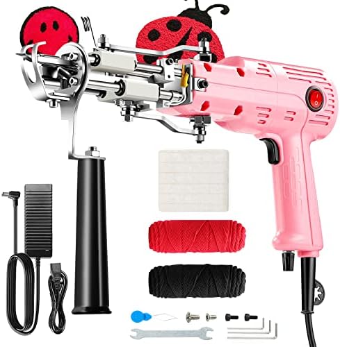 Riiai Tufting Gun, Rug Tufting Gun Cut Pile Loop Pile 2 in 1, RT-III Pro Tufting Gun Kit with Speed Adjustable, Feels Lighter,More Safer,Fashion Design,Low-Maintenance, Beginners Recommend(Baby Pink)
