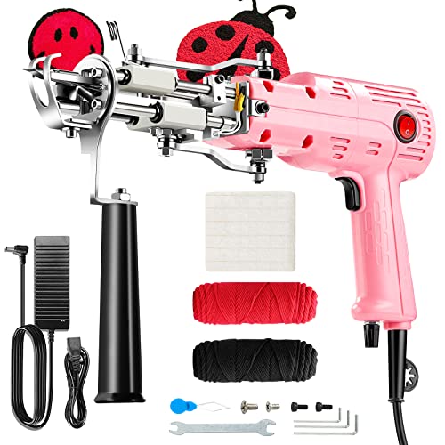 Riiai Tufting Gun, Rug Tufting Gun Cut Pile Loop Pile 2 In 1, Rt-Iii Pro Tufting Gun Kit With Speed Adjustable, Feels Lighter,More Safer,Fashion Design,Low-Maintenance, Beginners Recommend(Baby Pink) #TOP2