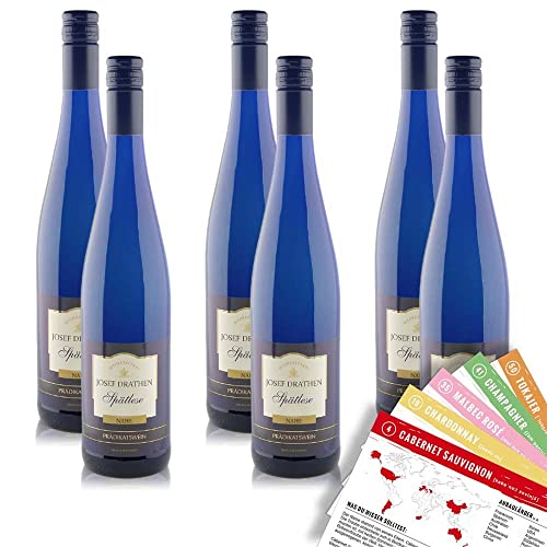 J.Drathen Spätlese QmP, süß, sortenreines Weinpaket + VINOX Winecards (6x0,75l)