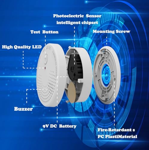 Lshome GS528A 4 Pack Smoke Detector Fire Alarms 9V Battery Operated Photoelectric Sensor Smoke Alarms Easy To Install thumb #4