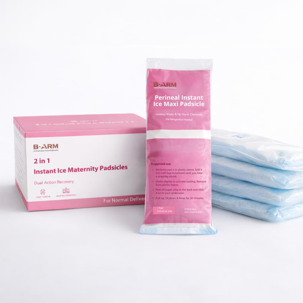 B-Arm Ice Padsicles – 2-in-1 Postpartum Cooling Comfort (Pack of 5) | Instant Cooling & Soothing Care for New Moms | Perineal Cooling Support | No Refrigeration Needed-image-46