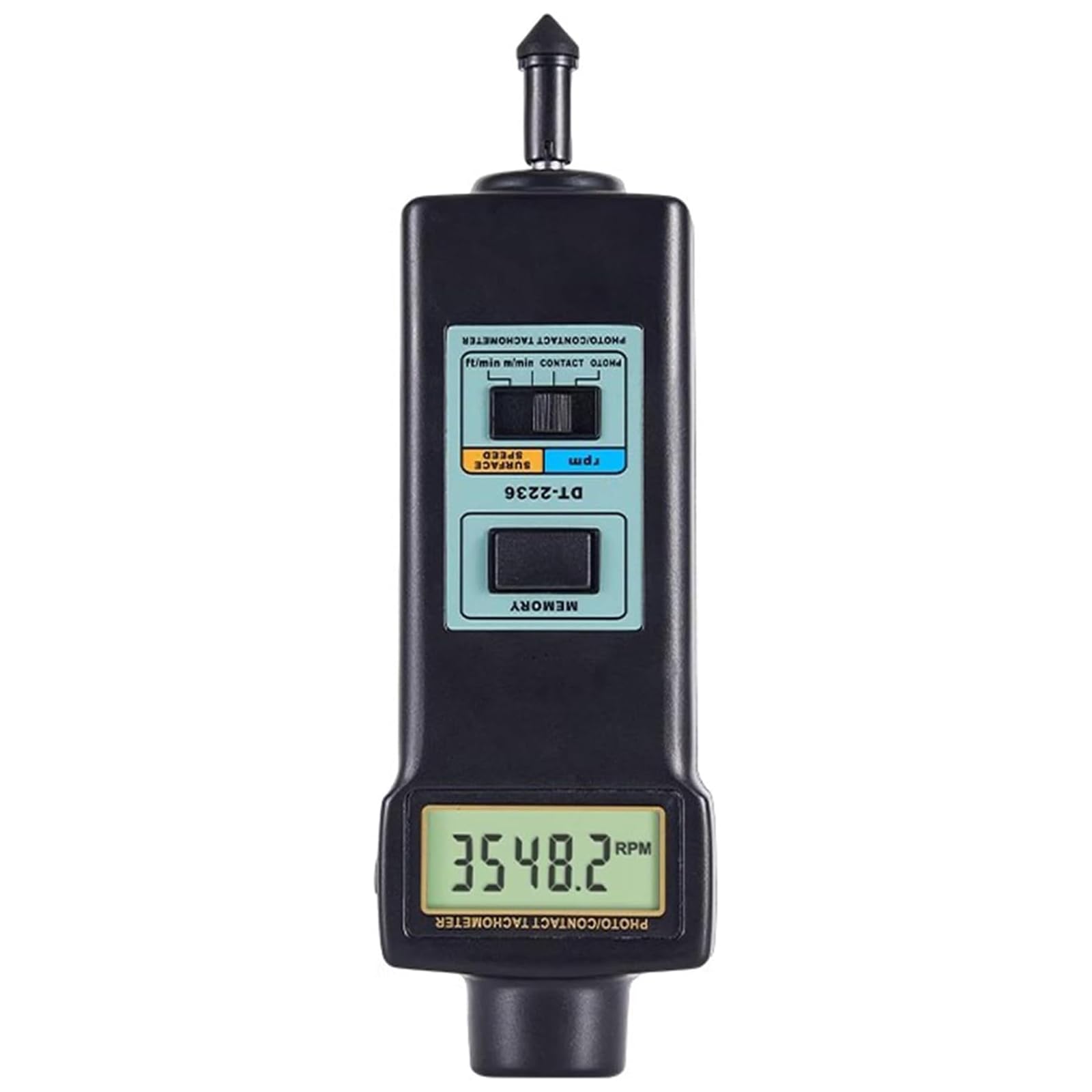 Digitales Kontakt-drehzahlmessgerät, Hand-drehzahlmesser Mit Kontakt- Und Fotosensor (2,5–99.999 U/min), Lineare Geschwindigkeitsmessung (m/min, Ft/min), Mit 4 Messspitzen, LCD-Display, Für