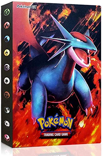 Funmo Pokemon Carte Album, Porta Carte Pokemon Protezione Maniche Album di Carte Raccoglitore Album di Carte GX Ex Pokemon, 30 Pagine 240 capacità di Carte (Rosso Drago dalla Bocca Piatta)