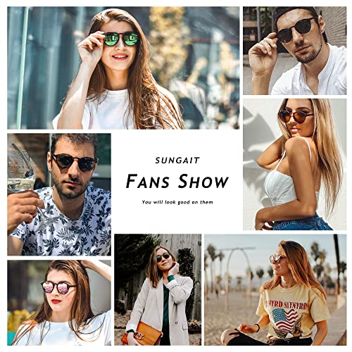 Image of SUNGAIT Classic Round Polarized Sunglasses Retro Vintage Style UV400