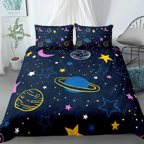 Housse de couette enfants étoiles anti-plis en microfibre lavable PA-09