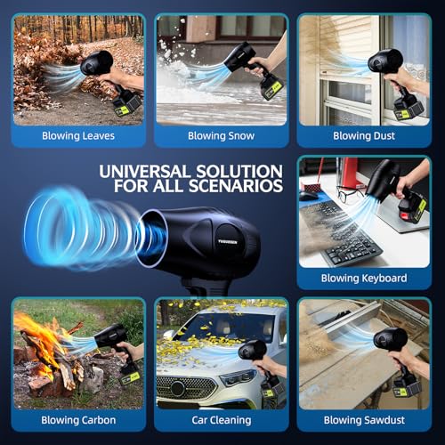 980,000 RPM Cordless Leaf Blower - 21V Electric Handheld Leaf Blower with 2×4.0Ah Batteries & Fast Charger - Lightweight for Patio, Lawn, Yard, Deck Cleaning