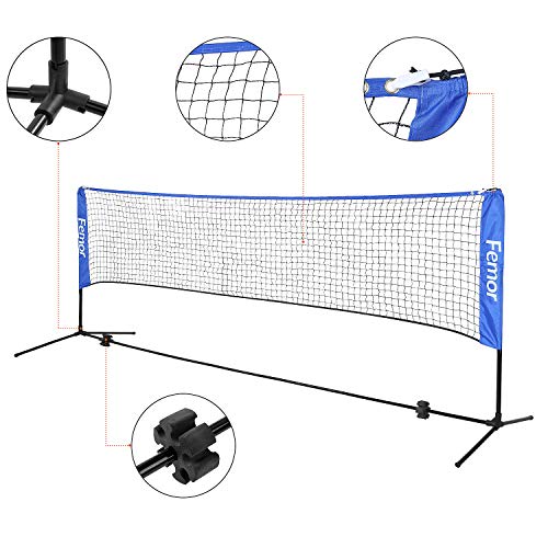 femor Portable Badminton Volleyball Tennis Net - 10/14/17 ft Net for Soccer Tennis, Pickleball, Kids Volleyball, Beach Ball - Sports Net with Poles & Carrying Bag for Indoor, Outdoor, Beach, Backyard