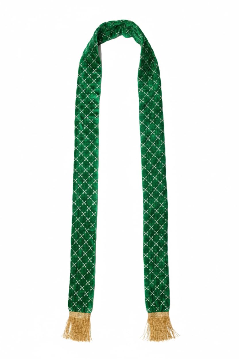 1.8 Meter 1 piece Premium Sequin Embroidered Dupatta Patka for men Welcome, boys Scarf Perfect for Wedding, Festival & Party Favour, Religious & Spiritual Stoles Enterprises- (Green)-image-30