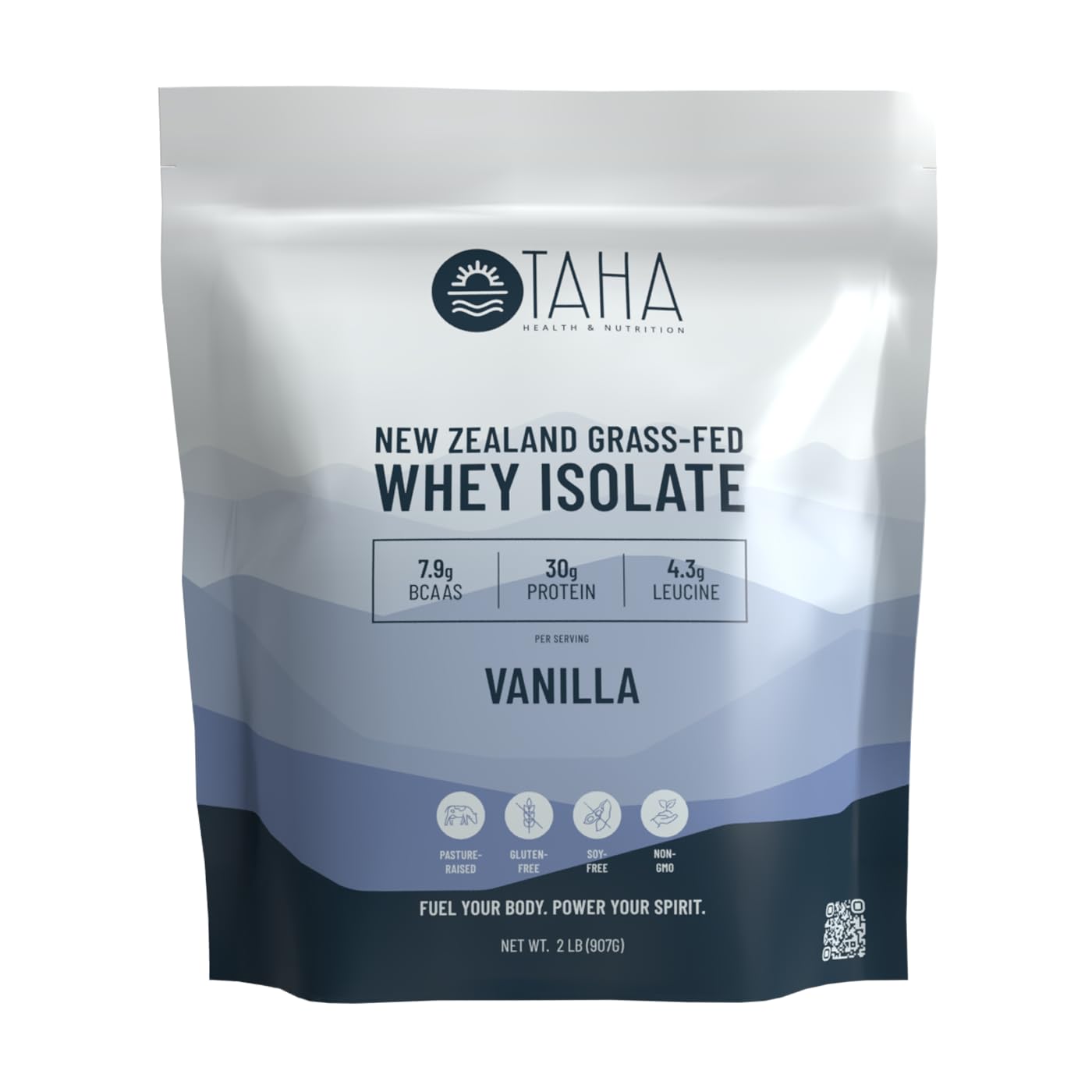 Taha Health & Nutrition Vanilla Whey Protein Isolate Powder, 30g Protein, 7.9g BCAAs, 4.3g Leucine | New Zealand Free-Range, Grass-Fed Dairy | Gluten-Free, Keto, Kosher | 2LB, 25 Servings